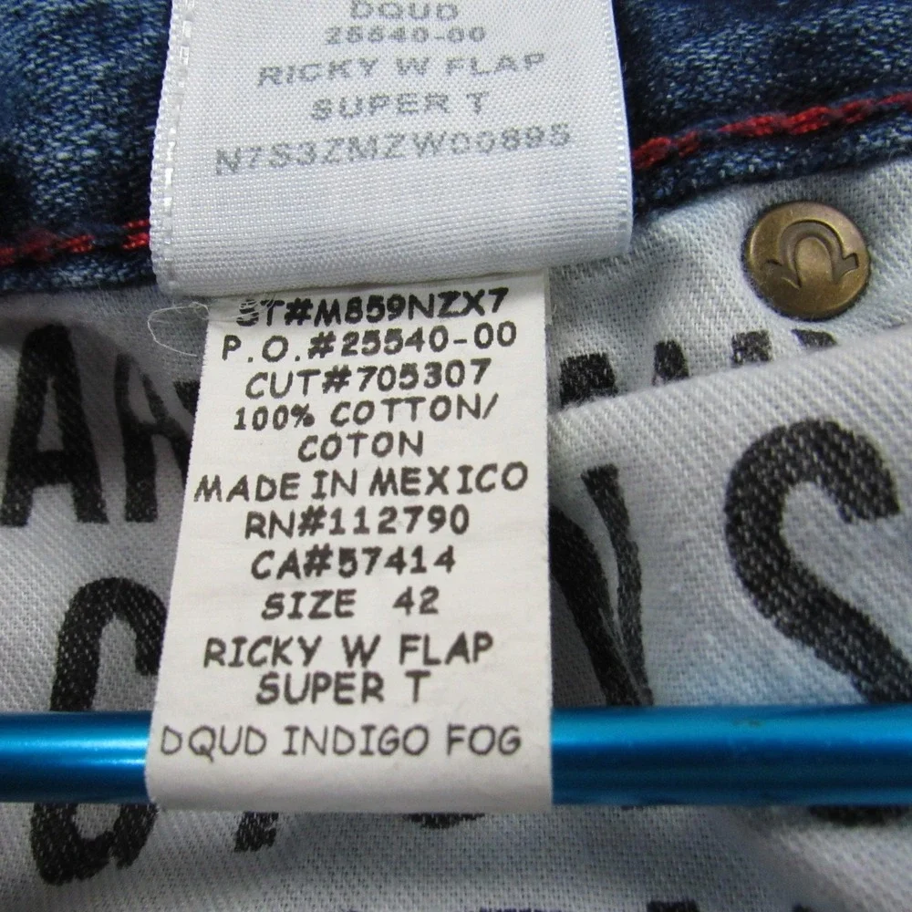 True Religion Jeans Men 42 Blue Ricky W Flap Super T Thick Red Stitch Indigo Fog